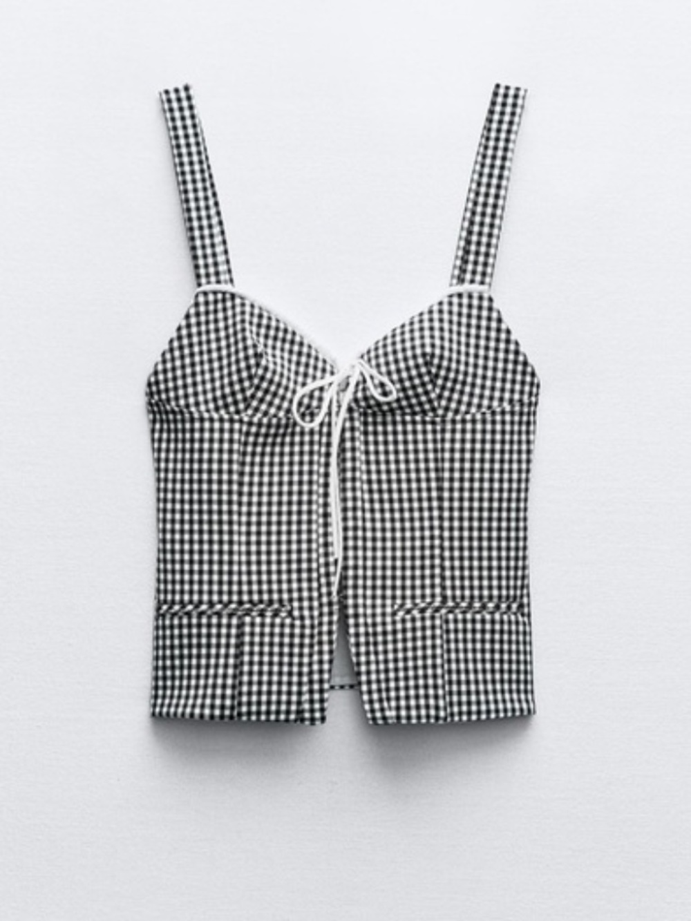 Country western bustier top in navy gingham - Zara XXL NWT - Picture 1 of 7